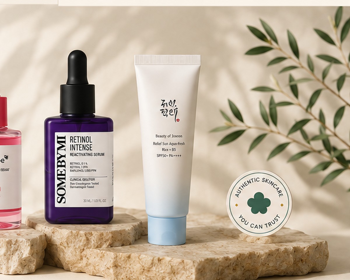 Curated skincare products in a calm LADY SELENA setting
